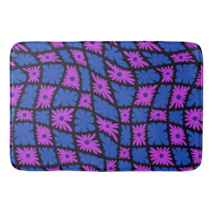 Groovy Wavy Trippy 60s Bloem Controles Blauw Roze Badmat
