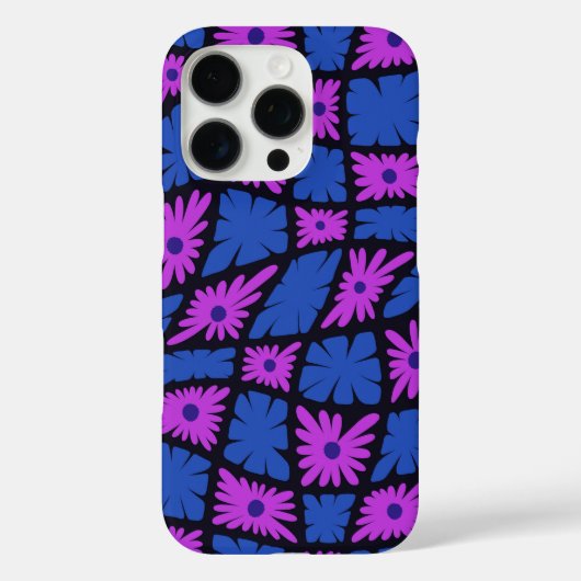 Groovy Wavy Trippy 60s Bloem Controles Blauw Roze Case-Mate iPhone Case (Achterkant)