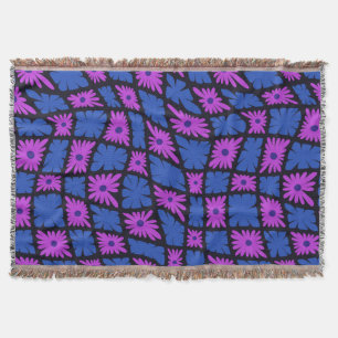 Groovy Wavy Trippy 60s Bloem Controles Blauw Roze Deken