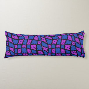 Groovy Wavy Trippy 60s Bloem Controles Blauw Roze Lichaamskussen