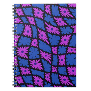 Groovy Wavy Trippy 60s Bloem Controles Blauw Roze Notitieboek