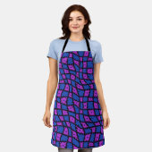 Groovy Wavy Trippy 60s Bloem Controles Blauw Roze Schort (Gedragen)
