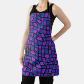 Groovy Wavy Trippy 60s Bloem Controles Blauw Roze Schort (Insitu)
