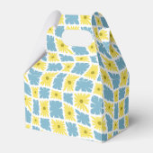 Groovy Wavy Trippy 60s Bloem Controles Geel Blauw Bedankdoosjes (Voorkant Zijde)