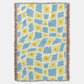 Groovy Wavy Trippy 60s Bloem Controles Geel Blauw Deken (Voorkant Verticaal)