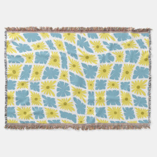 Groovy Wavy Trippy 60s Bloem Controles Geel Blauw Deken
