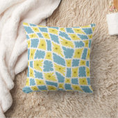 Groovy Wavy Trippy 60s Bloem Controles Geel Blauw Kussen (Deken)