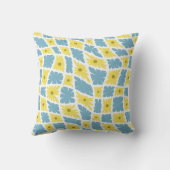 Groovy Wavy Trippy 60s Bloem Controles Geel Blauw Kussen (Achterkant)