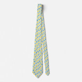 Groovy Wavy Trippy 60s Bloem Controles Geel Blauw Stropdas (Voorkant)