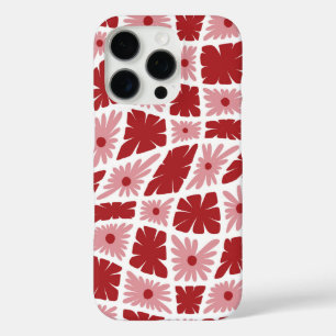 Groovy Wavy Trippy 60s Bloem Controles Rood Roze iPhone 16 Pro Hoesje