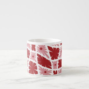 Groovy Wavy Trippy 60s Bloem Controles Rood Roze Espresso Kop