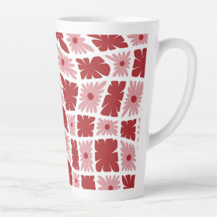 Groovy Wavy Trippy 60s Bloem Controles Rood Roze Latte Mok