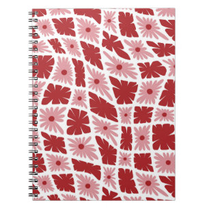 Groovy Wavy Trippy 60s Bloem Controles Rood Roze Notitieboek