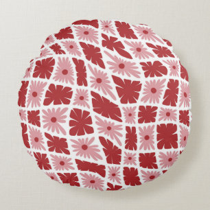 Groovy Wavy Trippy 60s Bloem Controles Rood Roze Rond Kussen