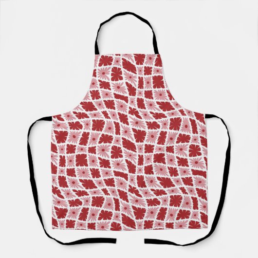 Groovy Wavy Trippy 60s Bloem Controles Rood Roze Schort (Voorkant)