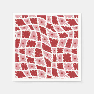 Groovy Wavy Trippy 60s Bloem Controles Rood Roze Servet