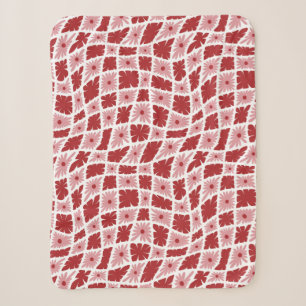 Groovy Wavy Trippy 60s Bloem Controles Rood Roze Sherpa Deken