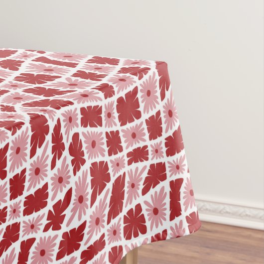 Groovy Wavy Trippy 60s Bloem Controles Rood Roze Tafelkleed (Voorbeeld)