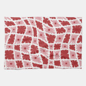 Groovy Wavy Trippy 60s Bloem Controles Rood Roze Theedoek (Horizontaal)