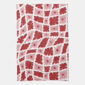 Groovy Wavy Trippy 60s Bloem Controles Rood Roze Theedoek (Verticaal)