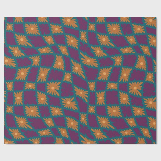 Groovy Wavy Trippy 60s Flower Controls Sinaasappel Cadeaupapier (Vlak)