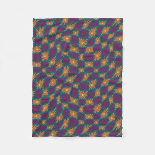 Groovy Wavy Trippy 60s Flower Controls Sinaasappel Fleece Deken (Voorkant)