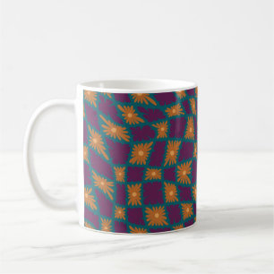 Groovy Wavy Trippy 60s Flower Controls Sinaasappel Koffiemok