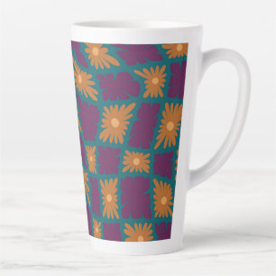 Groovy Wavy Trippy 60s Flower Controls Sinaasappel Latte Mok