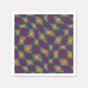 Groovy Wavy Trippy 60s Flower Controls Sinaasappel Servet