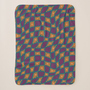 Groovy Wavy Trippy 60s Flower Controls Sinaasappel Sherpa Deken