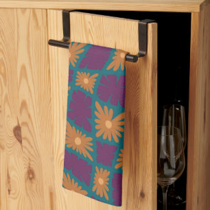 Groovy Wavy Trippy 60s Flower Controls Sinaasappel Theedoek