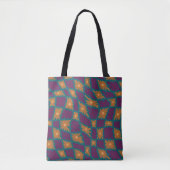 Groovy Wavy Trippy 60s Flower Controls Sinaasappel Tote Bag (Voorkant)