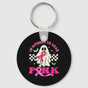 Groovy We Draag Pink Breast Cancer Awareness Ghost Sleutelhanger