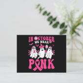 Groovy Wear Pink Breast Cancer Warrior Ghost Hallo Briefkaart (Staand voorkant)