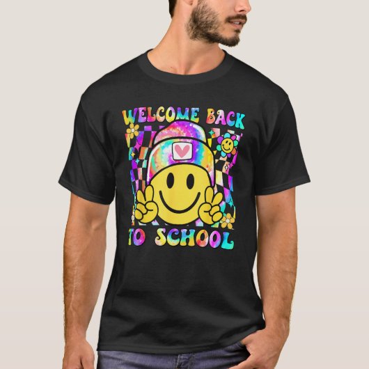 Groovy Welcome Back To School Tie Dye Teacher Stud T-shirt (Voorkant)