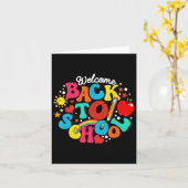Groovy Welkom Terug naar School Rainbow Pencil Tea Kaart (Gele Bloem)