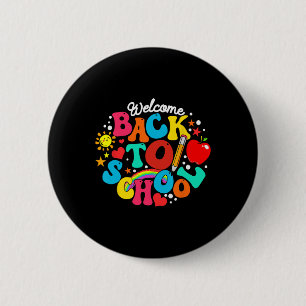 Groovy Welkom Terug Op School Regenboog Potlood Le Ronde Button 5,7 Cm