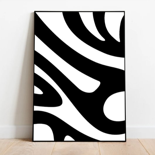 Groovy White and Black Art, door Zebra geïnspireer Poster
