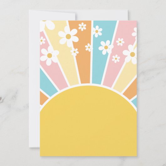 Groovy Wild Drie Retro Sunshine Rainbow Daisy Kaart (Achterkant)