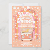 Groovy Wild & Drie Verjaardagsuitnodiging Kaart (Voorkant)