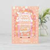 Groovy Wild & Drie Verjaardagsuitnodiging Kaart (Staand voorkant)