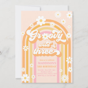 Groovy Wild en Drie Boho Daisy Rainbow Birthday Kaart
