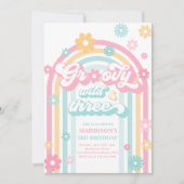 Groovy Wild en Drie Boho Daisy Rainbow Birthday Kaart (Voorkant)