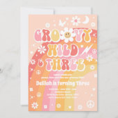 Groovy Wild en Drie Hippie 3de Verjaardagsfeestje Kaart (Voorkant)