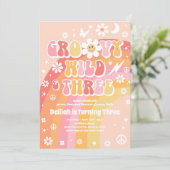 Groovy Wild en Drie Hippie 3de Verjaardagsfeestje Kaart (Staand voorkant)