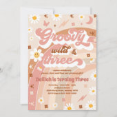 Groovy Wild en Drie Hippie 3e verjaardag Partij Kaart (Voorkant)