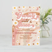 Groovy Wild en Drie Hippie 3e verjaardag Partij Kaart (Staand voorkant)