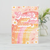 Groovy Wild en Drie Hippie 3e verjaardag Partij Kaart (Staand voorkant)