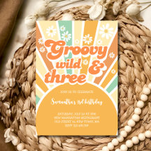 Groovy wild en drie retro zon kids verjaardag