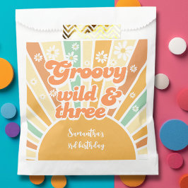 Groovy wild en drie retro zon kinderen verjaardag bedankzakje